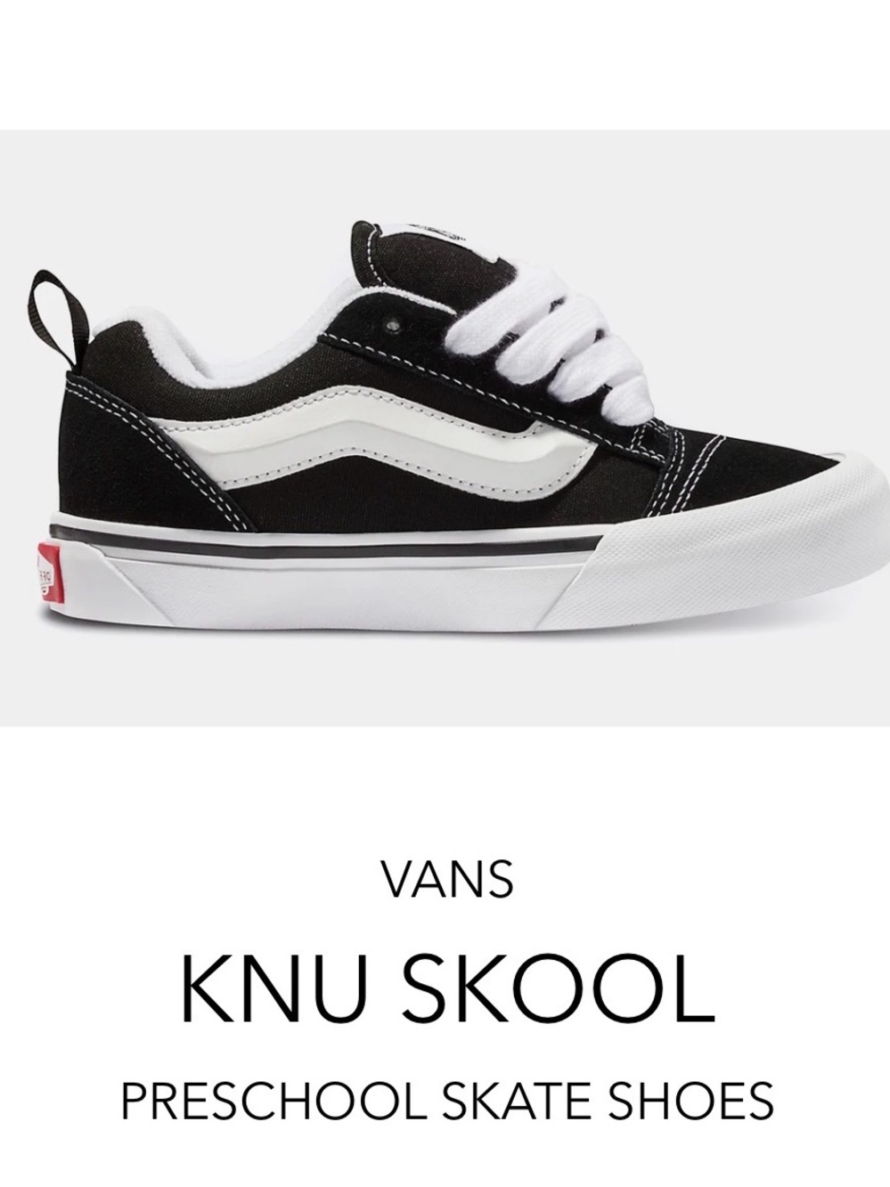 Vans Black & White Old Skool Preschool Skate Shoe